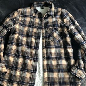 Faux Fur-Lined Plaid Flannel Jacket